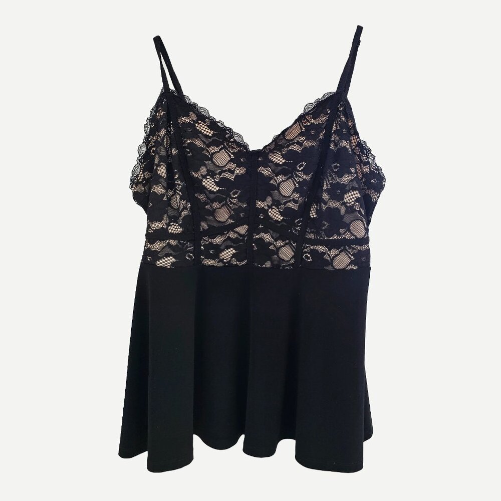 Torrid Babydoll Black Lace Bodice Chemise Nightie Lingerie Nightgown Sz 1